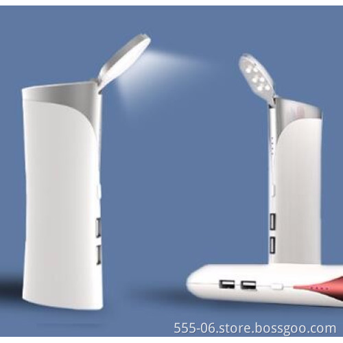 dual outputs 12000mah power bank with led lamp